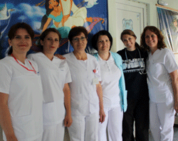 Carolyn Rosa with nurses in Kosovo