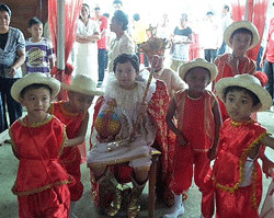 Filipino children celebrate the Festival of Santo Nino in Tapaz