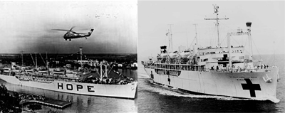 SS HOPE and USS Sanctuary during their hospital ship days. 