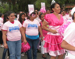 Participants in Project HOPE's Village Health Bank program march against breast cancer in Tegucigalpa, Honduras