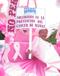 Project HOPE's float in the march against breast cancer in Tegucigalpa, Honduras