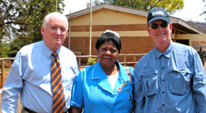 Dr. Howe with George Abercrombie and Emma, the head nurse at the Mulanje District Hospital in Malawi.