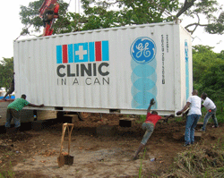 The Clinic in a Can unit arrives at Kasumpe Ebola Holding Center