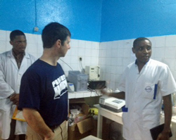 Volunteer Dr. Keith Williams in a lab in Cameroon.