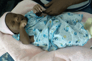Baby at health clinic in Dominican Republic