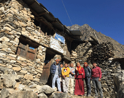 Maureen O'Reilly (second from right) assessing the situation outside Katmandu, Nepal