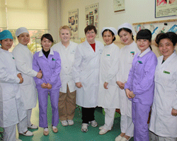 May 2014 Volunteers of the Month Sharon Redding and Linda Rice with nursing students and faculty at the Wuhan University HOPE School of Nursing