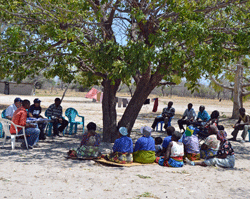 Dinesh Pethiyagoda and Gary Zelko meet with beneficiaries of Project HOPE programs in the Zambezi region of Namibia