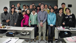 Travis Riggs with the first year medical students at Shanghai Jiao Tong University School of Medicine