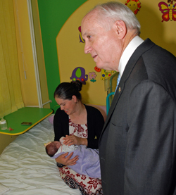 Dr. Howe at the University Clinic of Pediatrics in Macedonia.