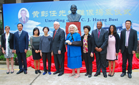 Dr. CJ Huang friends & family at statue unveiling