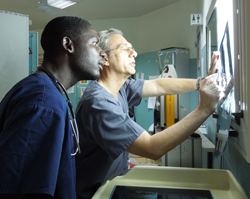 Volunteer Dr. Shocket Mentors Ghanaian Emergency Room Residents