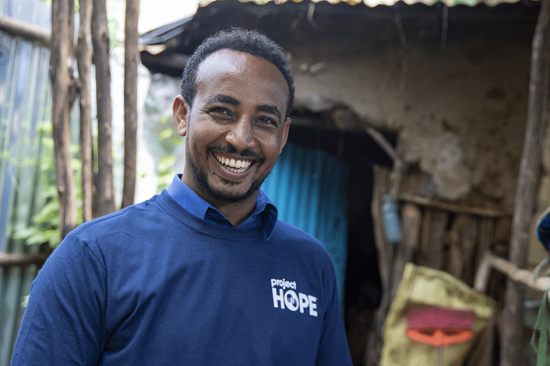 Project HOPE health care worker in a small village in Ethiopia. 