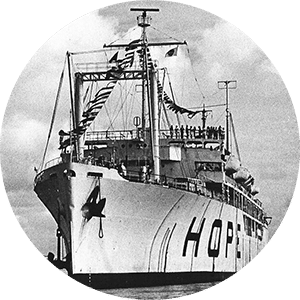black and white image of S.S. HOPE