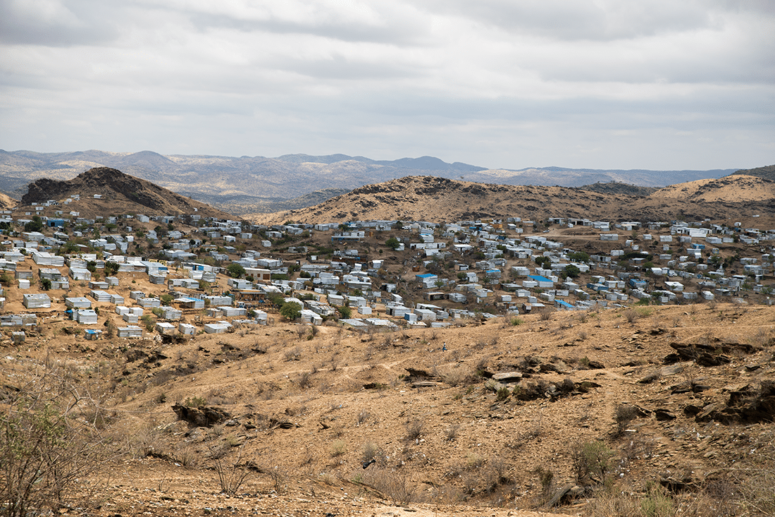 Corrugated metal housing outside of Windhoek, Namibia