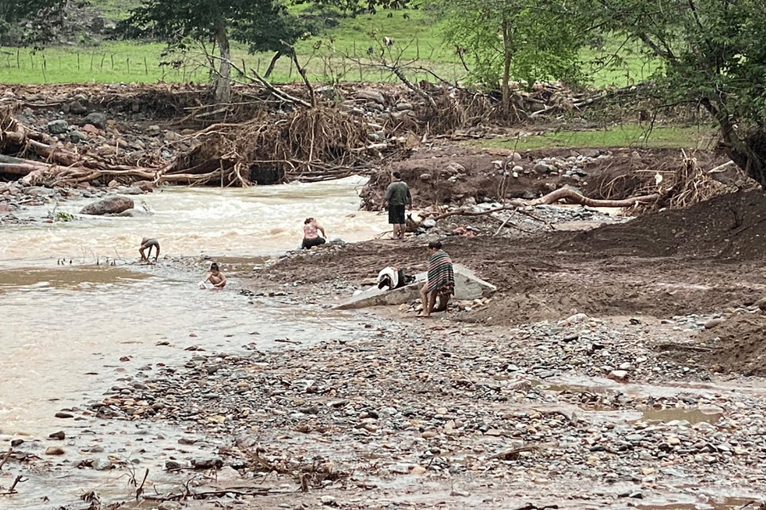 local population bathing in river