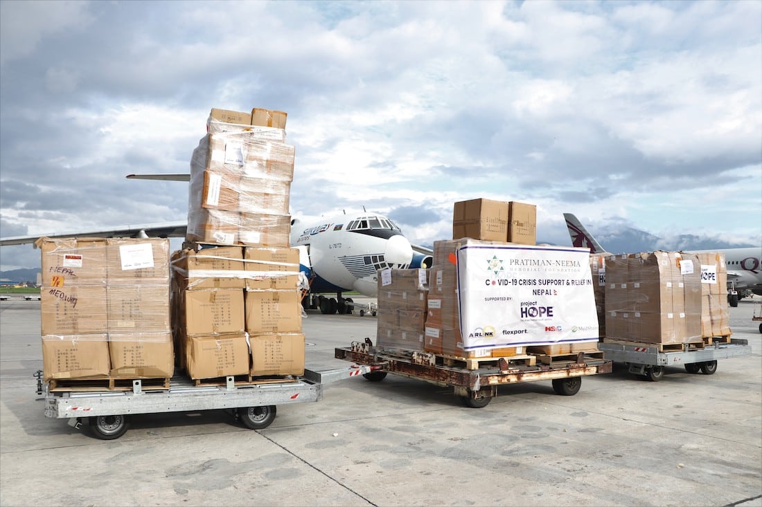 An Airlift shipment of PPE and supplies arrives in Nepal