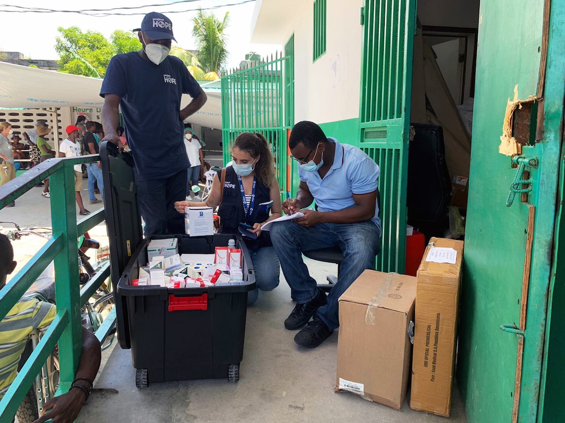 Project HOPE delivering medicines to a clinic in Haiti