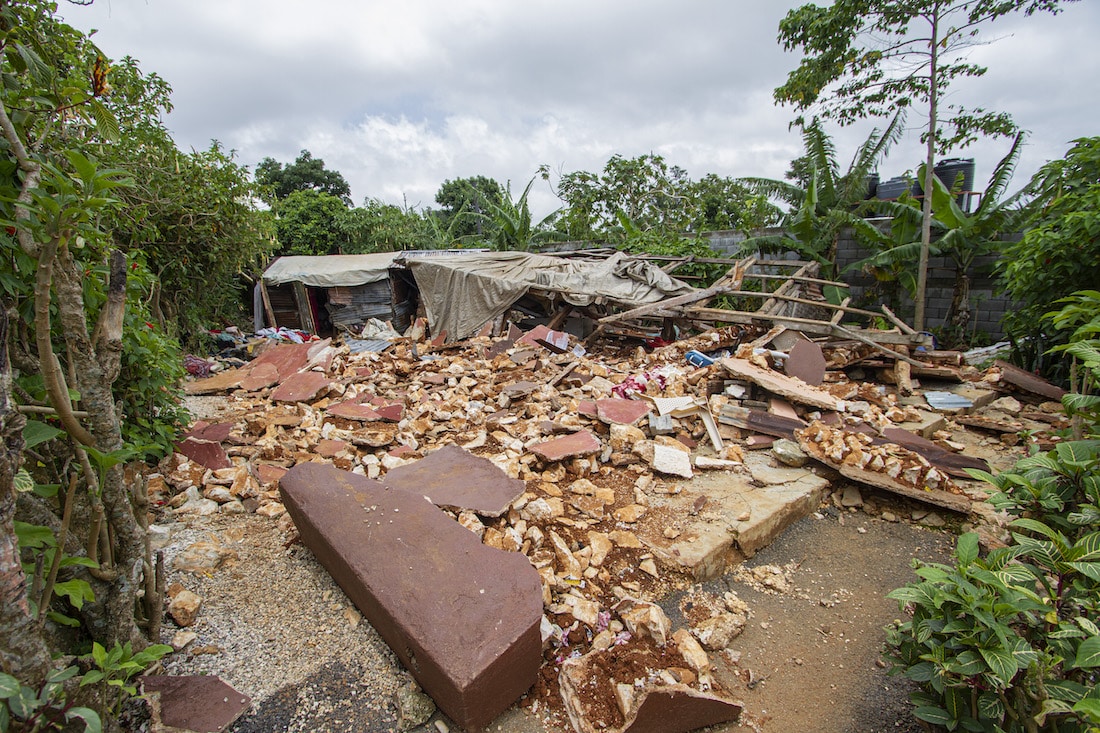 A house is destroyed after the Haiti earthquake