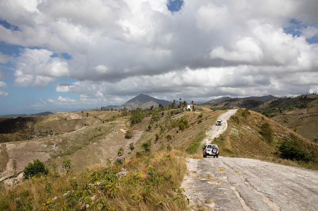 Drive to rural community in Haiti