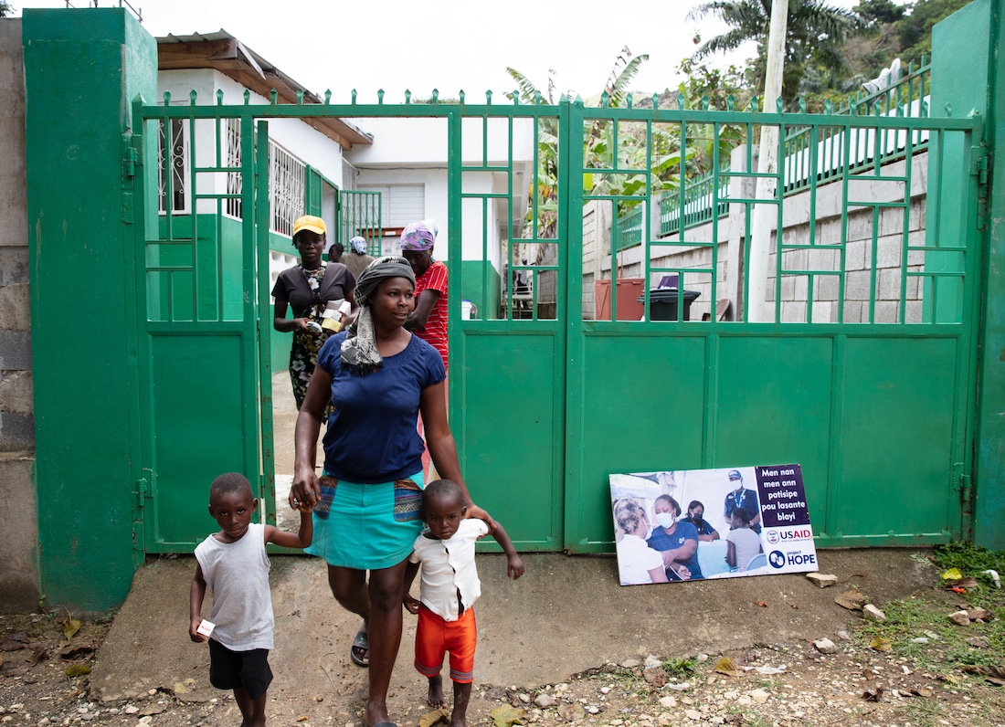 Patients leave Project HOPE mobile clinic in Mouline