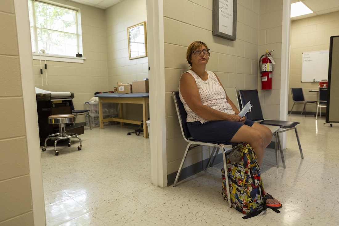 Conda, seated at St. Clair Community Clinic in Pell City, Ala.