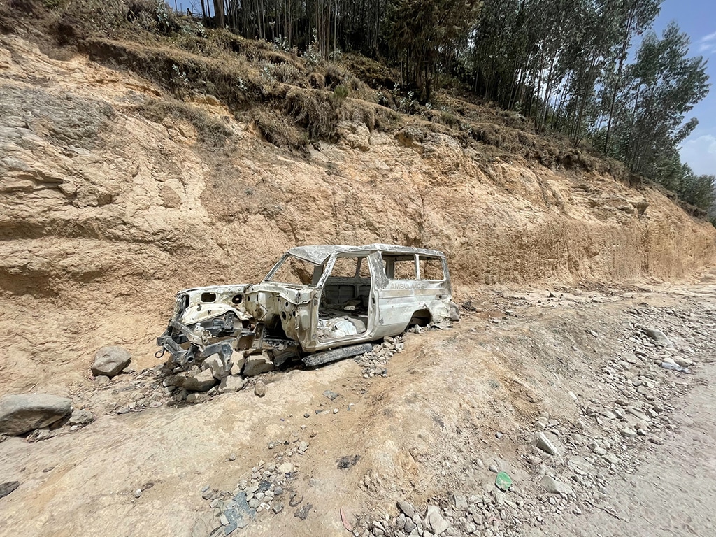 burnt car in Ethiopia