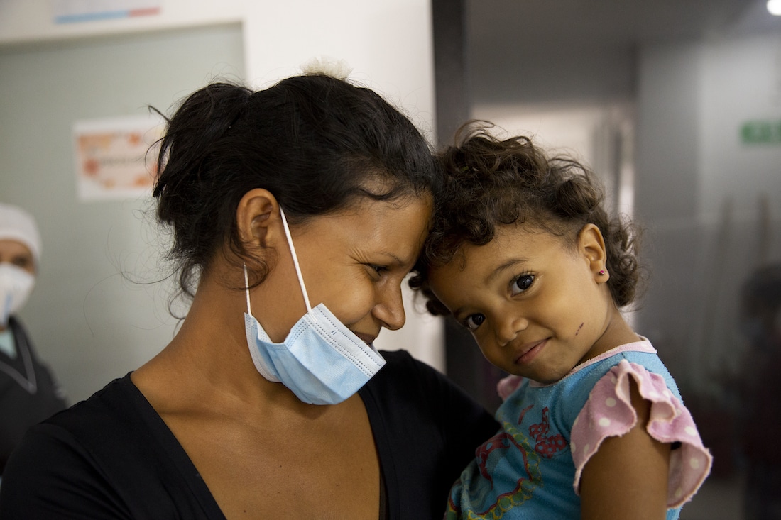 Mother and child in a clinic