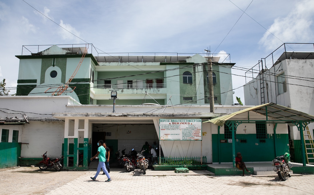 wide shot of hospital in Haiti