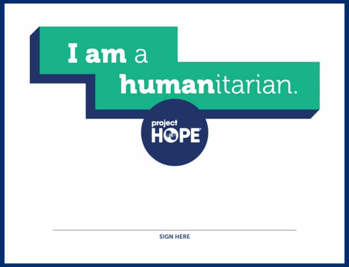 i am a humanitarian certificate