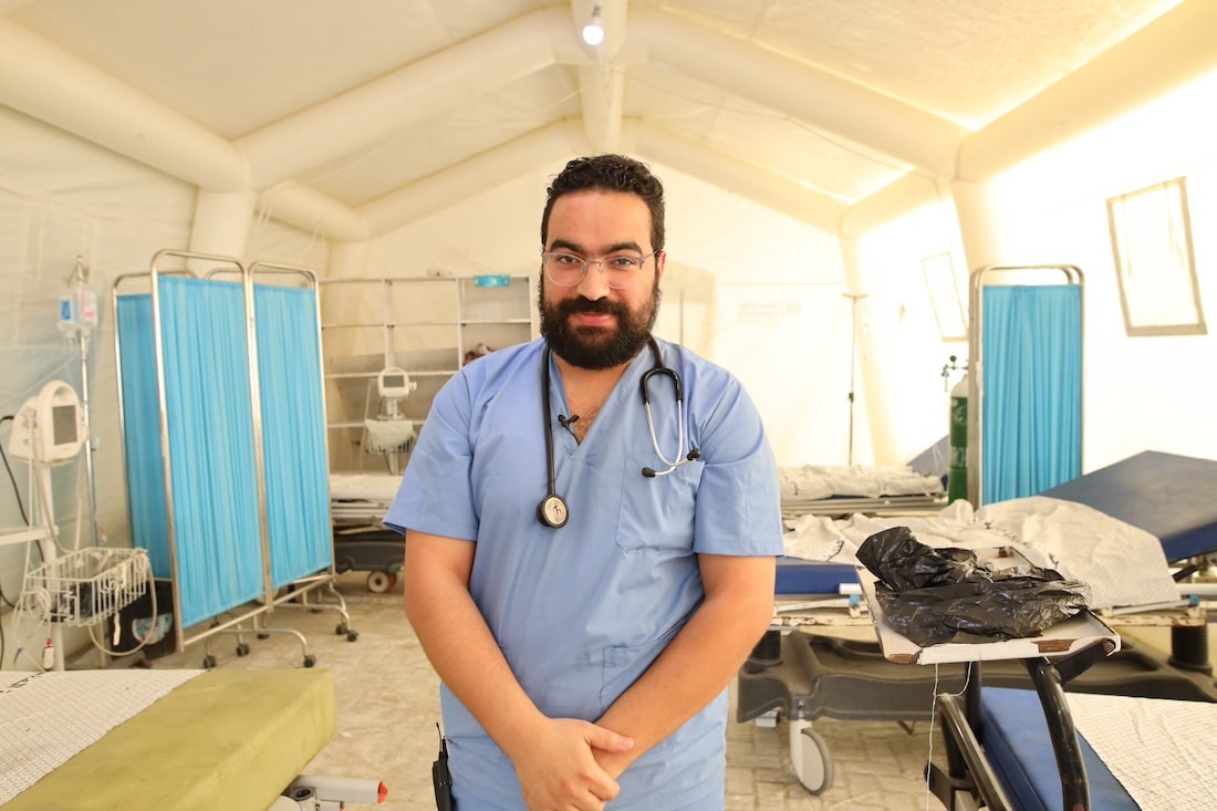 close up of doctor who is examining patients in Gaza