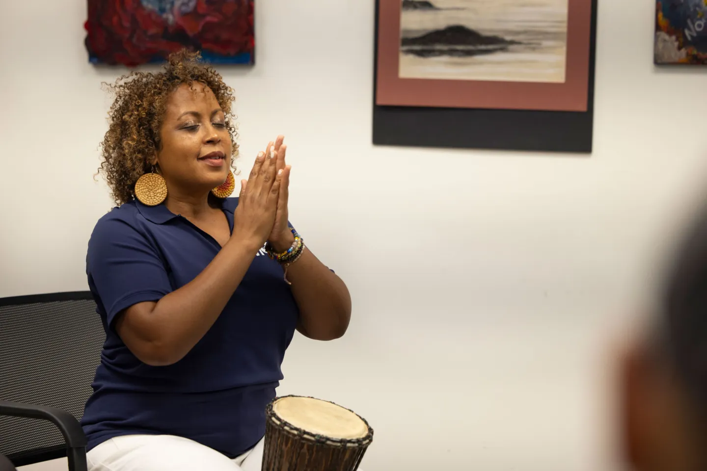 woman running a meditation circle