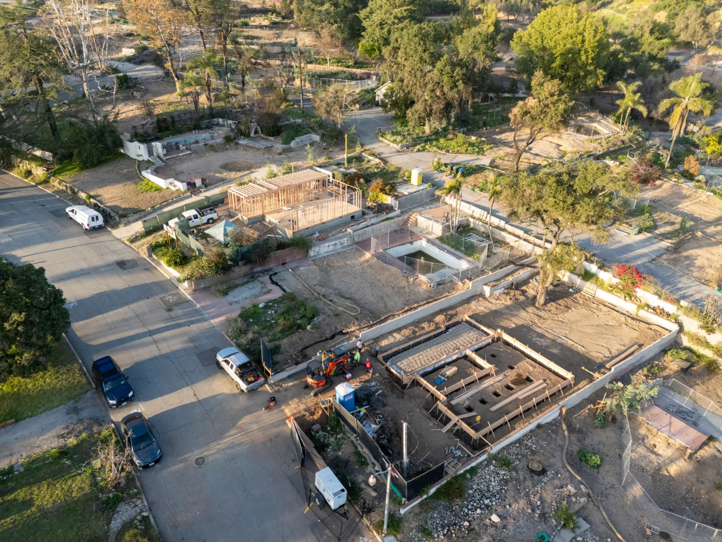 eagle eye view of the Altadena neighborhood in Los Angeles, California