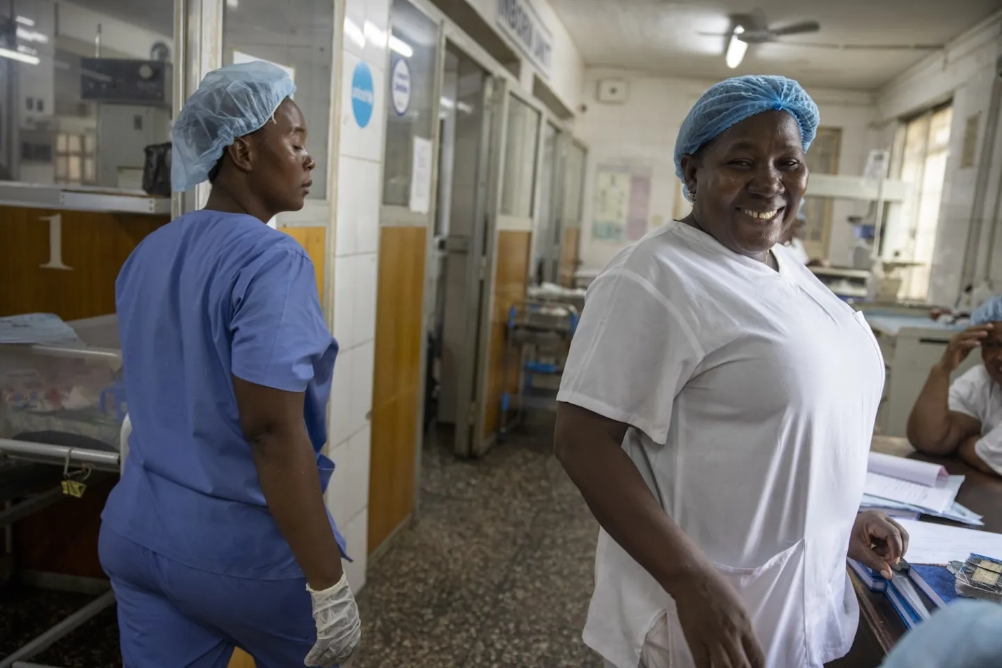 Two medical nurses inside a hospital