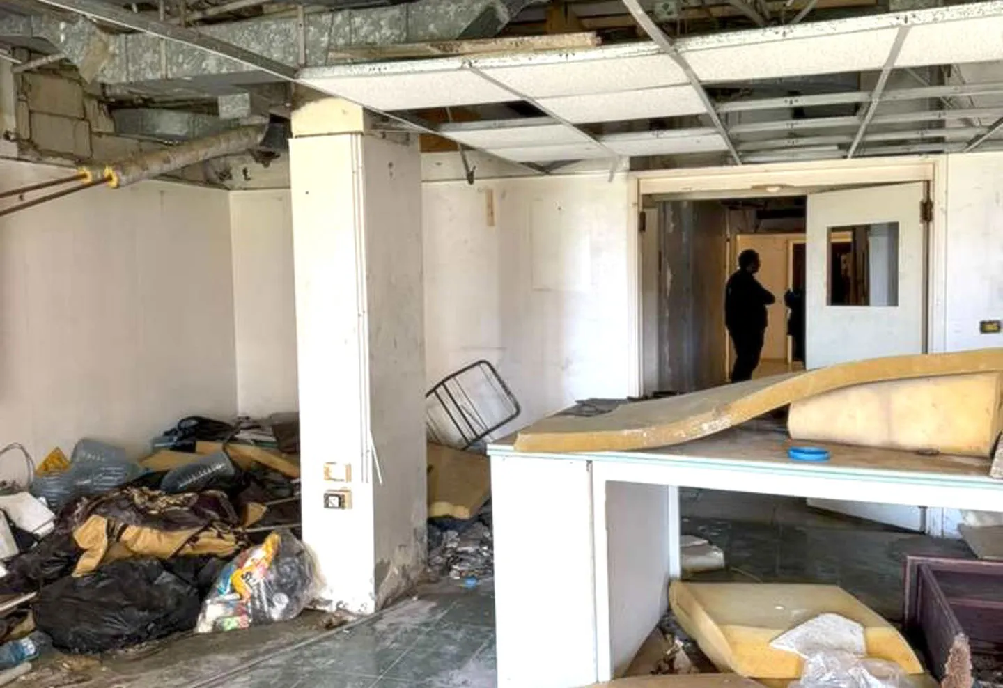 destroyed room in Lebanon hospital after bombing